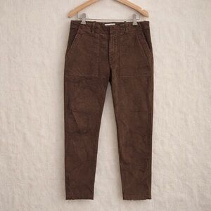 NILI LOTAN Micro Corduroy Utility Pants Straight Leg Brown Luxury Minimalist